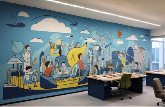 景东办公室墙绘的特点。